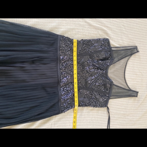 BCBG Black Mesh Sequence Pleated Dress - Picture 11 of 13